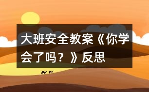 大班安全教案《你學(xué)會(huì)了嗎？》反思