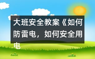 大班安全教案《如何防雷電，如何安全用電》反思