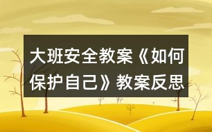 大班安全教案《如何保護自己》教案反思