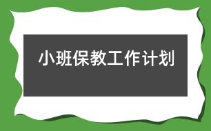 小班保教工作計劃