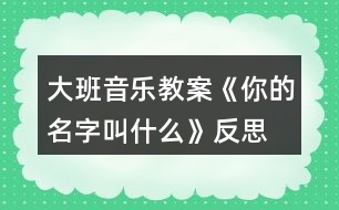 大班音樂教案《你的名字叫什么》反思