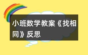 小班數(shù)學教案《找相同》反思