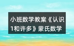 小班數(shù)學(xué)教案《認(rèn)識1和許多》蒙氏數(shù)學(xué)