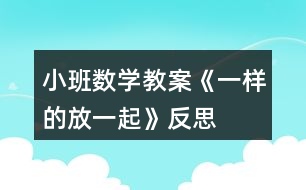 小班數(shù)學(xué)教案《一樣的放一起》反思