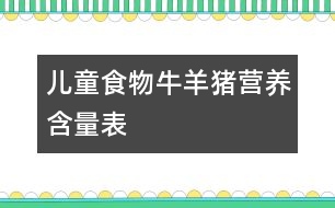 兒童食物：（牛、羊、豬）營(yíng)養(yǎng)含量表