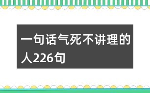 一句話氣死不講理的人226句