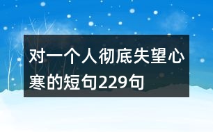 對一個(gè)人徹底失望心寒的短句229句