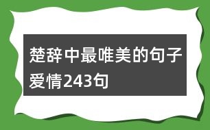 楚辭中最唯美的句子愛(ài)情243句