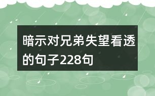 暗示對(duì)兄弟失望看透的句子228句