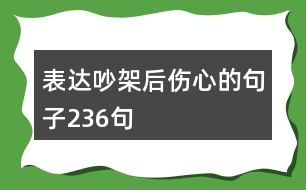 表達(dá)吵架后傷心的句子236句