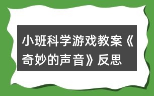 小班科學游戲教案《奇妙的聲音》反思