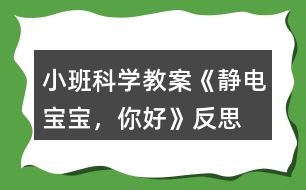 小班科學(xué)教案《靜電寶寶，你好》反思