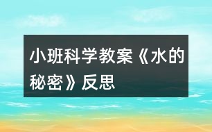 小班科學(xué)教案《水的秘密》反思