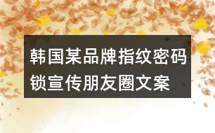 韓國(guó)某品牌指紋、密碼鎖宣傳朋友圈文案33句