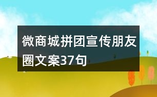 微商城拼團(tuán)宣傳朋友圈文案37句