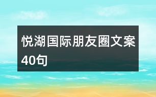 悅湖國(guó)際朋友圈文案40句