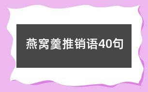 燕窩羹推銷語40句