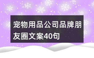 寵物用品公司品牌朋友圈文案40句