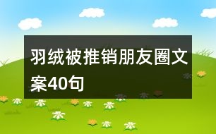 羽絨被推銷(xiāo)朋友圈文案40句