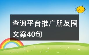 查詢(xún)平臺(tái)推廣朋友圈文案40句