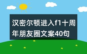 漢密爾頓進入f1十周年朋友圈文案40句