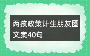 兩孩政策計(jì)生朋友圈文案40句