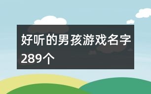 好聽的男孩游戲名字289個(gè)