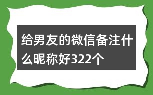 給男友的微信備注什么昵稱好322個(gè)