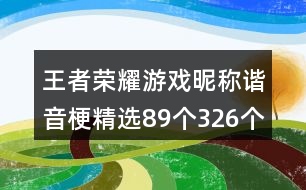 王者榮耀游戲昵稱諧音梗精選89個326個