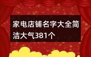 家電店鋪名字大全簡潔大氣381個