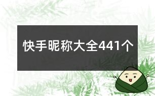 快手昵稱大全441個