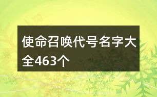 使命召喚代號名字大全463個(gè)