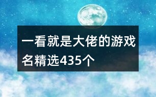 一看就是大佬的游戲名精選435個(gè)