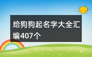 給狗狗起名字大全匯編407個