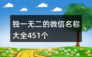 獨(dú)一無二的微信名稱大全451個