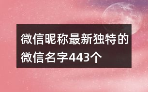 微信昵稱最新獨特的微信名字443個