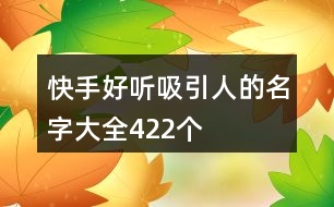 快手好聽吸引人的名字大全422個