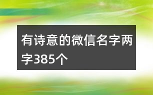 有詩意的微信名字兩字385個