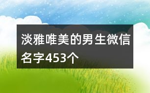 淡雅唯美的男生微信名字453個