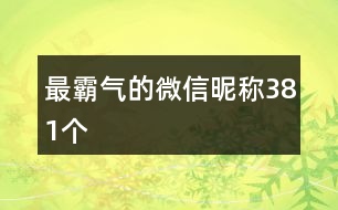 最霸氣的微信昵稱381個