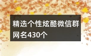 精選個性炫酷微信群網(wǎng)名430個