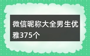 微信昵稱大全男生優(yōu)雅375個