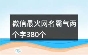 微信最火網(wǎng)名霸氣兩個字380個