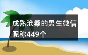 成熟滄桑的男生微信昵稱449個