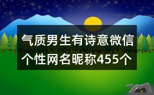 氣質(zhì)男生有詩(shī)意微信個(gè)性網(wǎng)名昵稱(chēng)455個(gè)