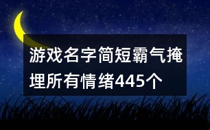 游戲名字簡(jiǎn)短霸氣—掩埋所有情緒445個(gè)