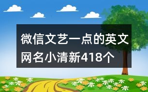 微信文藝一點的英文網名小清新418個