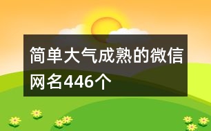 簡(jiǎn)單大氣成熟的微信網(wǎng)名446個(gè)