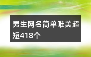 男生網(wǎng)名簡(jiǎn)單唯美超短418個(gè)