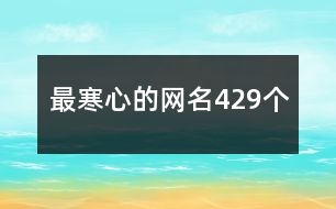 最寒心的網名429個